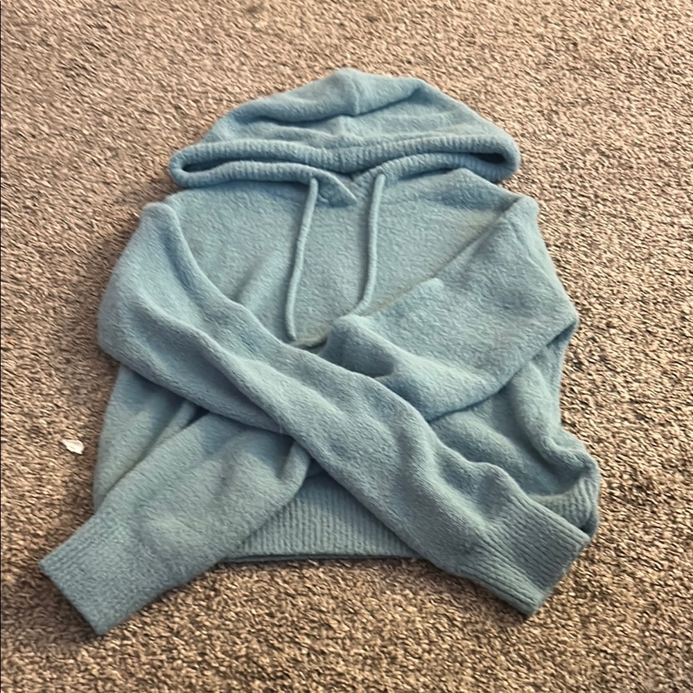 SO Blue Cowl Neck Sweater Knit Cozy